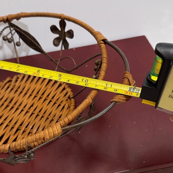 Decorative Woven Metal Basket with Floral Design - Picture 6 of 8